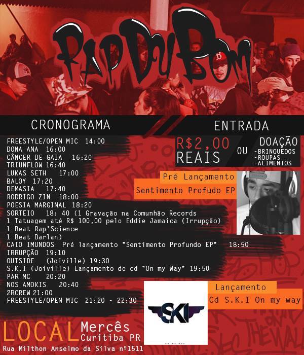 O Rap Du Bom acontece no próximo sábado (14/10)